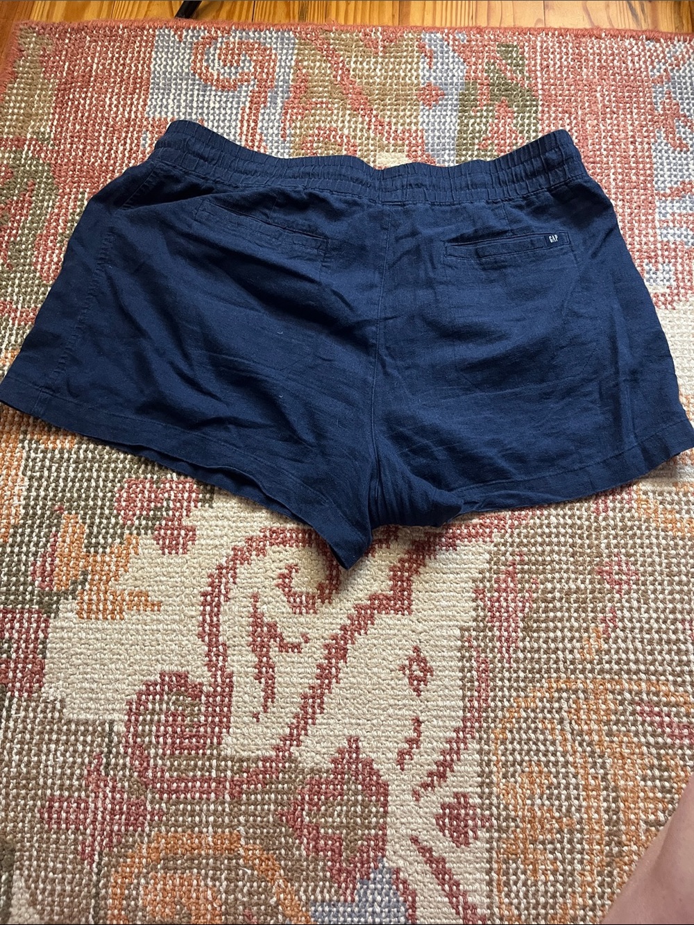 Gap Navy Linen Drawstring Shorts Large Elastic Waist EUC - Picture 8 of 8